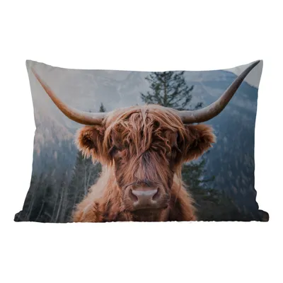 Obrázek produktu pro MuchoWow® Vnější polštář - Skotský horal - Hory - Portrét -60x40 cm- Odolnost proti povětrnostním vlivům - polštář do obývacího pokoje