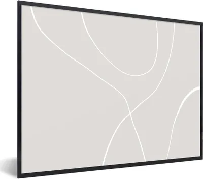 Produktbild von MuchoWow® Gerahmtes Poster Linienkunst - Abstrakt - Pastell 80x60 cm - Poster mit Schwarzem Bilderrahmen Wandposter Rahmen Foto Bilder - Schwarzem - Mit Gestell