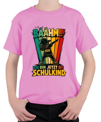 Produktbild von Bäähm Ich bin jetzt ein Schulkind 2026 Dabbing Junge Schulanfang Kinder T-Shirt, Pink, 152