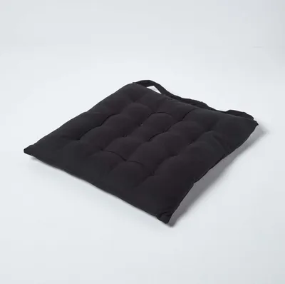 Obrázek produktu pro HOMESCAPES polštář na židli 40x40 cm černý - venkovní/venkovní polštář na sezení s bavlněným potahem, pratelný polštář na sezení