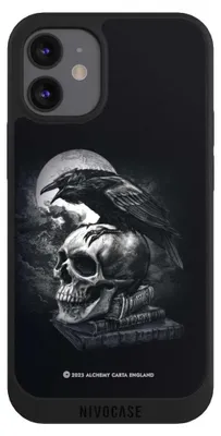Produktbild von NIVOCASE Handyhülle für Apple iPhone 12 mini Hülle NIVOpure Case Schwarz Rabe Schädel Totenköpfe