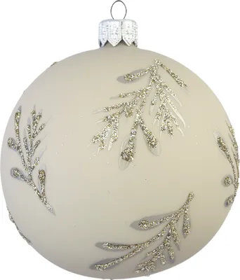 Produktbild von Mattbeige Weihnachtskugel mit Zweigen