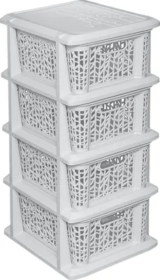 Produktbild von REGAL mit x 4 Schubladen Standregal Kommode Schrank Weiß Kunststoff BRANQ