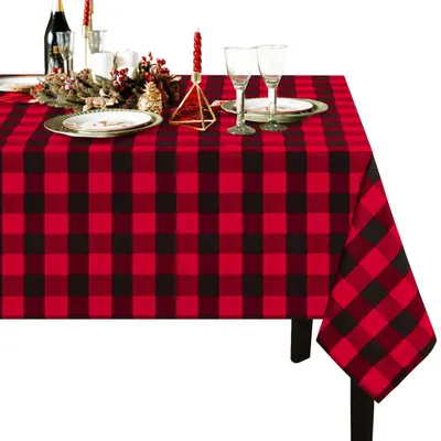 Productafbeelding van Tafelkleed, ruitpatroon, zwart-rood, rechthoekig, 140x300 cm