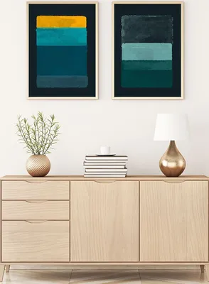 Produktbild von Wallity, Huhu91 - 70 x 50, Dekorativ gerahmtes MDF-Gemälde (2 Stück), 100 % MDF, Mehrfarbig, 50 x 70 cm