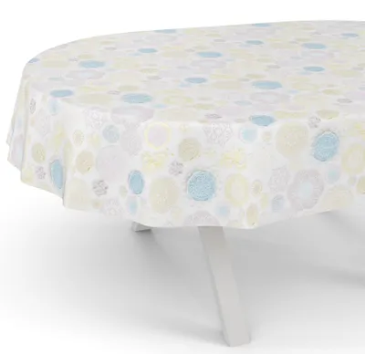 Produktbild von ANRO Wachstuch-Tischdecke Oval 280x140cm Schnittkante Spitzen