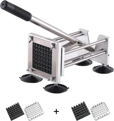 Productafbeelding van Frituursnijder Aardappelsnijder - Groentesnijder Frietsnijder - Zelf Friet Maken - Afneembare Handgreep - 3/8 inch 1/2 inch - Zilver
