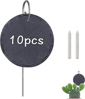 Zdjęcie produktu dla Zestaw tabliczek do roślin 10 szt., kamień naturalny, 10 x 10 x 0.5 cm, odporne na warunki atmosferyczne, do