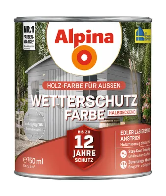Produktbild von Alpina Wetterschutzfarbe halbdeckend 0,75 L vintagegrau