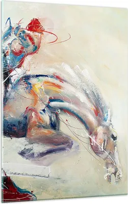 Produktbild von Bilder auf glas - Einteilig - Pferd Abstraktion - 50x70cm - Glasbilder - Wandbilder - Bilder - zum Aufhängen bereit - Wanddekoration aus Glas - Glas Bilder - Wandbild auf Glas - GPA50x70-3446
