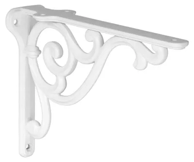 Produktbild von Stützfüße für Regalböden aus Zamak, Durchmesser 200 mm x 140 mm, matt weiß lackiert, Set mit 6 Stück