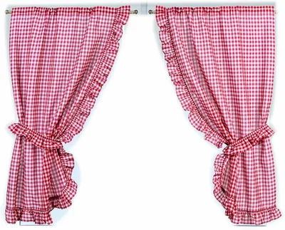 Obrázek produktu pro Dva kusy závěsů do obývacího pokoje – kostkované – červené