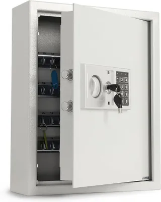 Produktbild von Schlüsseltresor mit Elektronikschloss - Schlüsselkasten für 71 Schlüssel - Tresor inkl. Schlüsselanhänger, Befestigungsmaterial & Notfallschlüssel