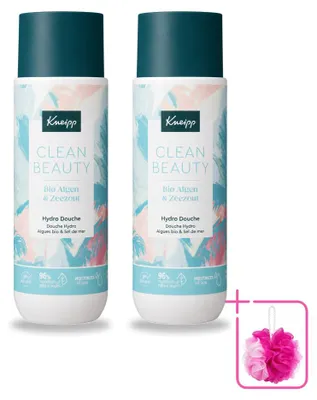 Imagen del producto de 2 unidades de gel de ducha Kneipp Clean Beauty, con algas y sal marina, 200 ml cada uno. Paquete ahorro