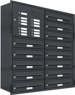 Produktbild von 13er Briefkasten Anlage Unterputz Montage RAL 7016 Anthrazit Klingel