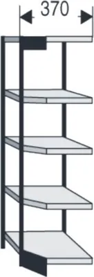 Produktbild von Büroregal Progress 2000 Ecke 97x60x190cm 5 Böden o. Rückwand schwarz/lichtgrau