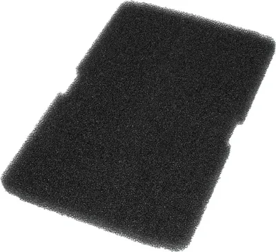 A black foam filter on a white background.