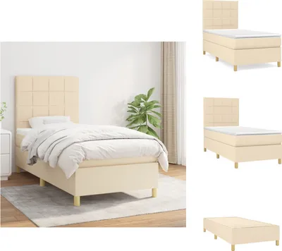 Produktbild von vidaXL Boxspringbett mit Matratze Creme 90x200 cm Stoff -  Betten & Bettgestelle