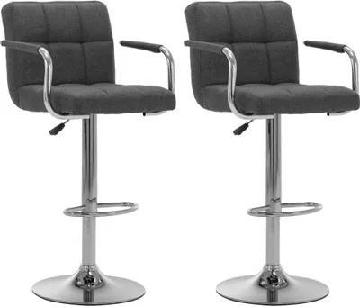 Image de Chaises de bar lot de 2 gris foncé tissu