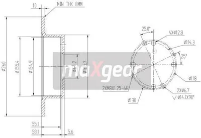 Produktbild von 2x MAXGEAR HINTEN Bremsscheibe