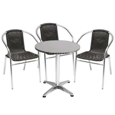 Produktbild von Bistrogarnitur 4-teilig Aluminium - Rattan / Schwarz