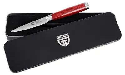 Damast-Gemüsemesser 10 cm Klinge, Holzgriff, Geschenkbox