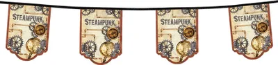 Immagine prodotto di Ghirlanda di bandierine Steampunk Decorazioni per feste 11 bandierine colorate 4 m - Taglia unica