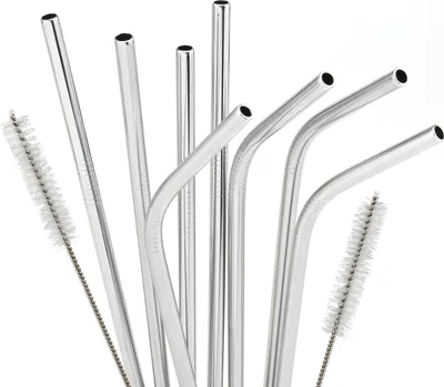 Image de bremermann 8 pailles en acier inoxydable, 21,5 cm de long, réutilisables, droites et