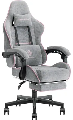 Produktbild von Gaming-Stuhl Stoff, Taschenfederkissen, Massage, Kopfstütze, Fußstütze, ergonomisch M