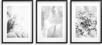 Produktbild von Boho Poster für die Wand im Schlafzimmer oder Wohnzimmer Delicate Flowers Marble 3x30x40