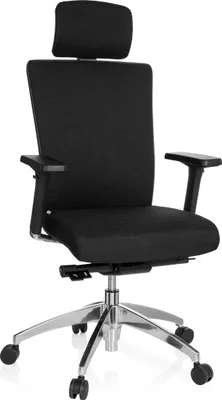 Obrázek produktu pro hjh OFFICE Profesionální kancelářská židle ASTRA LUX Ergonomická kancelářská židle s područkami (výškově nastavitelná) látka černá Otočná židle do kanceláře, domácnosti