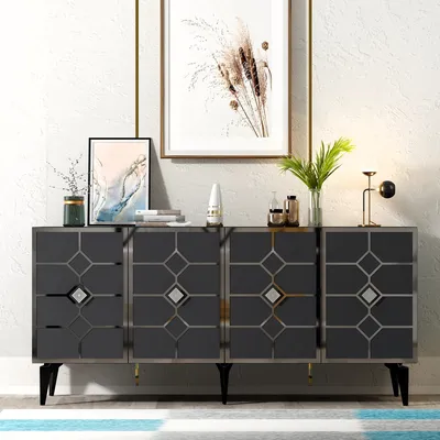 Immagine prodotto di Skye Decor, Cagla - Antracite, Argento, Consolle, Antracite, 100% PANNELLI DI PARTICELLE RIVESTITI IN MELAMMINA, 150 x 79 x 40 cm