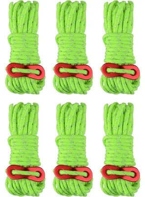 Obrázek produktu pro Ocelová lana s napínacími prvky, délka 4 metry, průměr 4 mm, nylon, 6 kusů, fluorescenční zelená barva