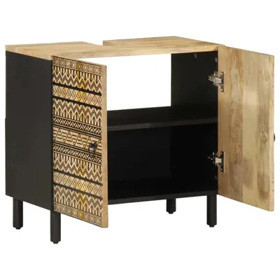 Immagine prodotto di Mobile Lavabo da Bagno Nero 62x33x58 cm Legno Massello di Mango