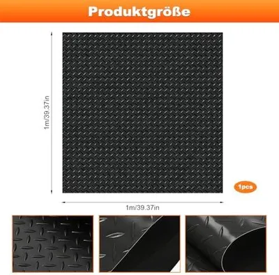 Produktbild von Gummimatte 1m x 1m für Bodenschutz – Rutschfeste Matte für Garage, Werkstatt und Keller