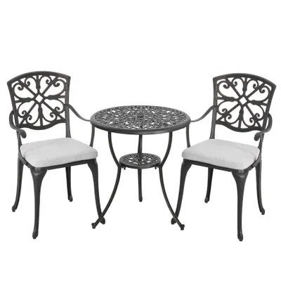 Produktbild von Avestar Garten Bistro-Set aus Gussaluminium mit Kissen (3-teilig)
