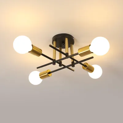 Zdjęcie produktu dla Lampa sufitowa vintage Riserva, model E27, żyrandol Sputnik, złoty, 4 źródła światła – wymiary: 4 światła – kolor: złoty