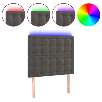 Image de vidaXL Tête de lit LED gris foncé 90x5x118/128 cm velours