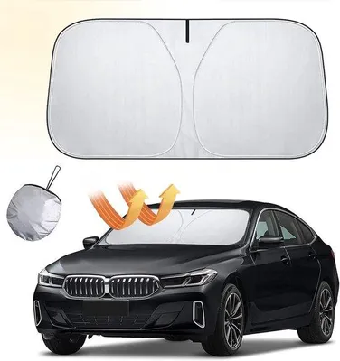 Produktbild von Famanu Sonnenblende Auto 140 x 70 cm - Faltbare Frontscheibenabdeckung für die meisten Fahrzeuge
