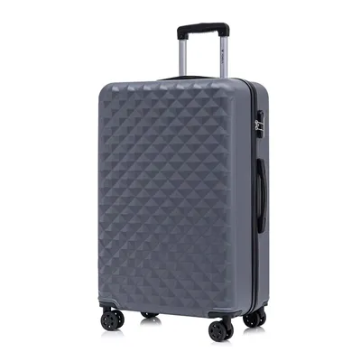 Produktbild von Koffer Trolley Reisekoffer Suitcase, Rollkoffer Handgepäck ,mit 4 Rollen360°, Hartschalenreisekoffer, Zahlenschloss, Weicher Gummigriff (XL,Grau)