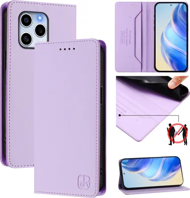 Obrázek produktu pro Kožené pouzdro pro Honor 60 SE, flipové pouzdro s přihrádkami na karty, peněženkou a stojánkem Fialový