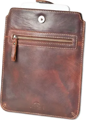 Obrázek produktu pro Woodland® Vysoce kvalitní kožené pouzdro na tablet z rustikální buvolí kůže OIL PULL-UP v hnědé barvě