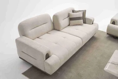 Produktbild von 3-Sitzer Sofa Beige mit weicher Polsterung und Armlehnen, 230x100x87 cm