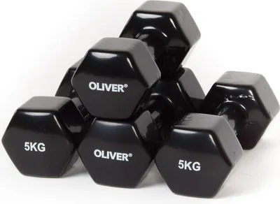Zdjęcie produktu dla 4x Hantla winylowa Oliver 5,0 kg każda - czarna