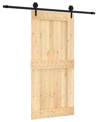 Produktbild von vidaXL Schiebetür Natürlich und Schwarz 95 x 210 cm Massivkiefer
