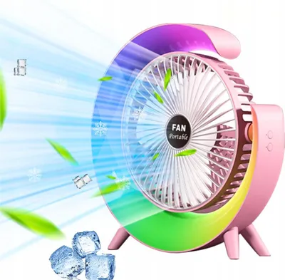 Immagine prodotto di Ventilatore da tavolo per l'estate, LED, 3 velocità, RGB, potente, silenzioso