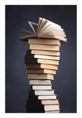 Produktbild von Wallario Wandbild Bücherstapel, Größe: 61 x 91,5 cm, Poster mit rahmenlosen Bildhalter