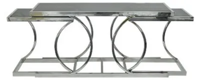 Produktbild von Casa Padrino Designer Wohnzimmer Konsolentisch mit Glasplatten Silber 150 x 43 x H. 75 cm - Luxus Möbel