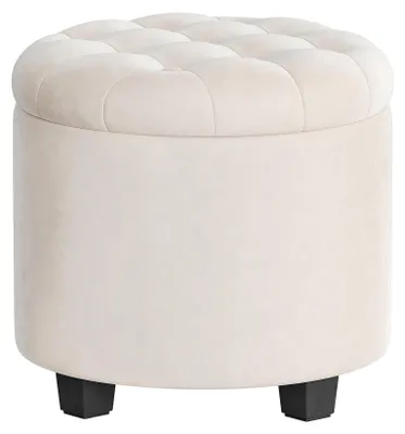 Produktbild von SONGMICS Sitzhocker rund, Schminkhocker mit Stauraum, 45 x 45 x 44,5 cm – Cremeweiß