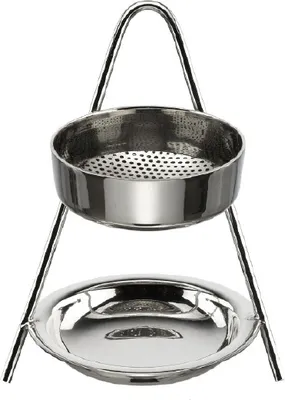 Produktbild von Räucherstövchen Messing vernickelt Silber Höhe 10 cm mit 2. Sieb und Teelicht